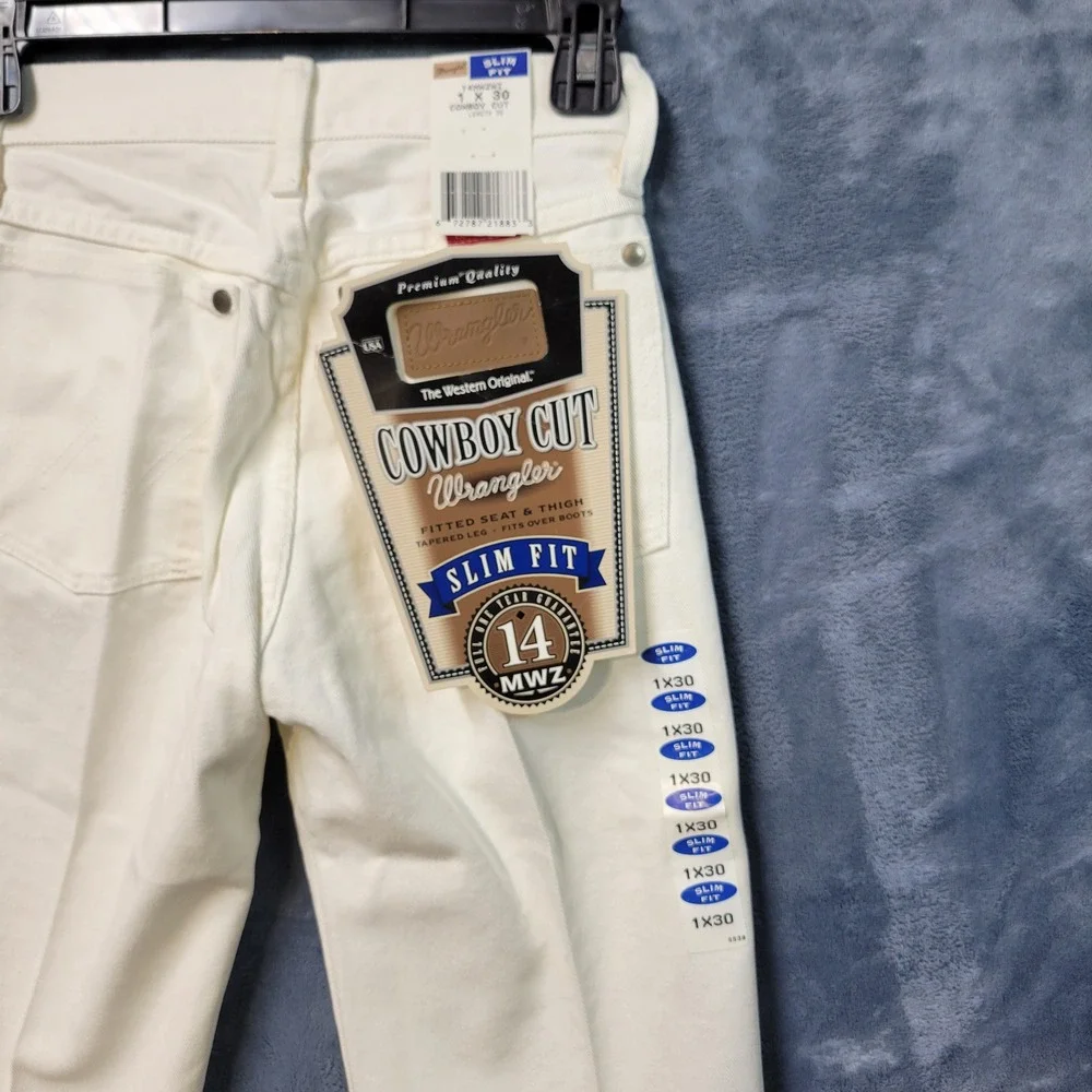 Wrangler Cowboy‎ Cut Slim Fit White Jeans 14MWZWI Girl's Size 1 x 30 NWT USA